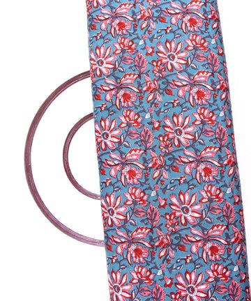 Light Blue Colour Floral Print Cotton Fabric